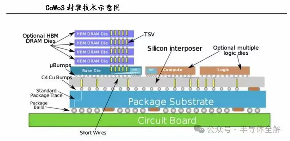 CoWoS Packaging Structure Diagram (with TSV Interconnects)