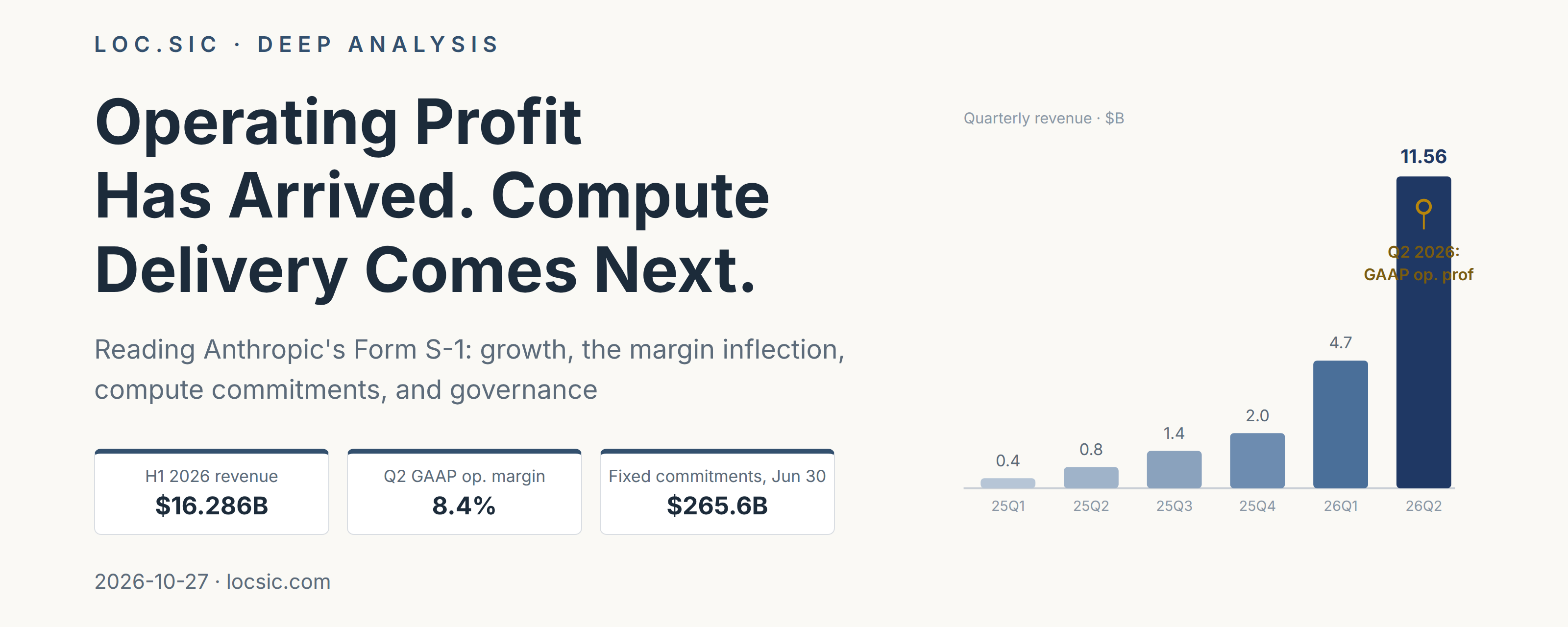 Reading Anthropic's S-1: Operating Profitability Has Arrived; Compute Delivery Is the Next Test