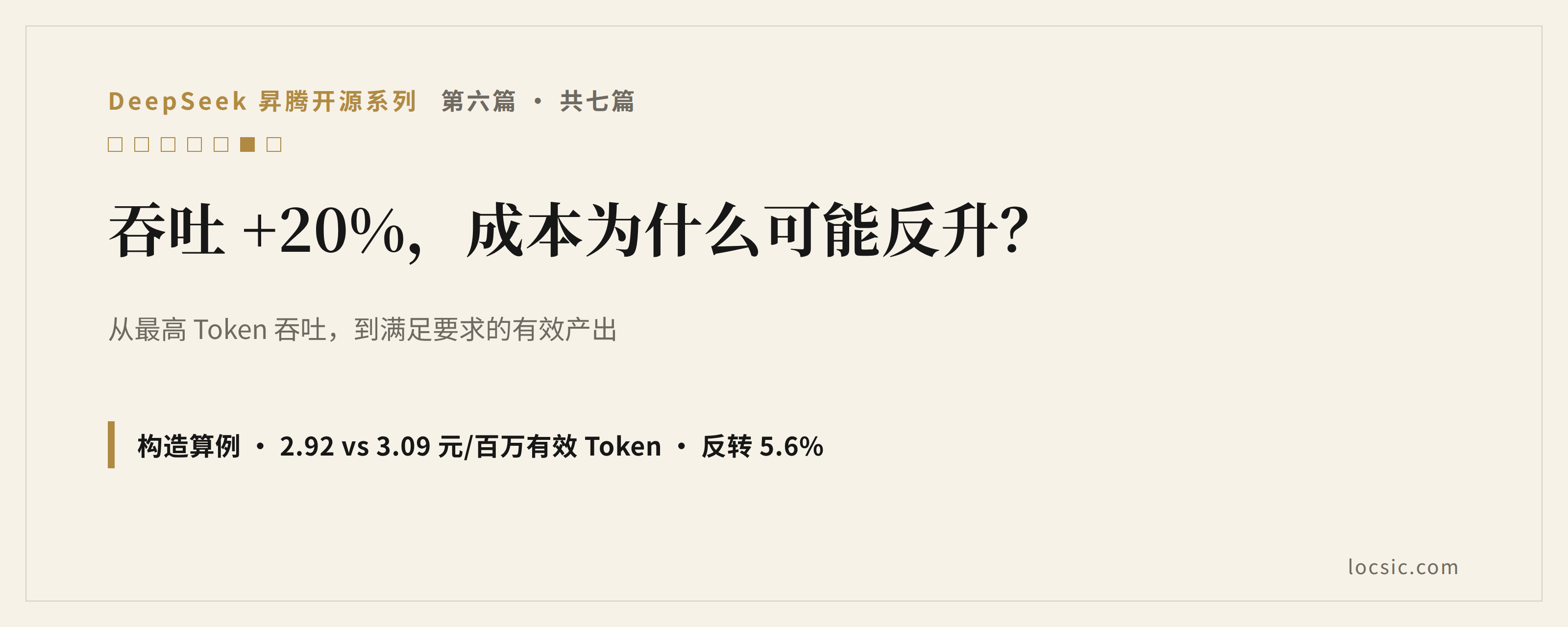 吞吐提高 20%,为什么成本反而可能上升?