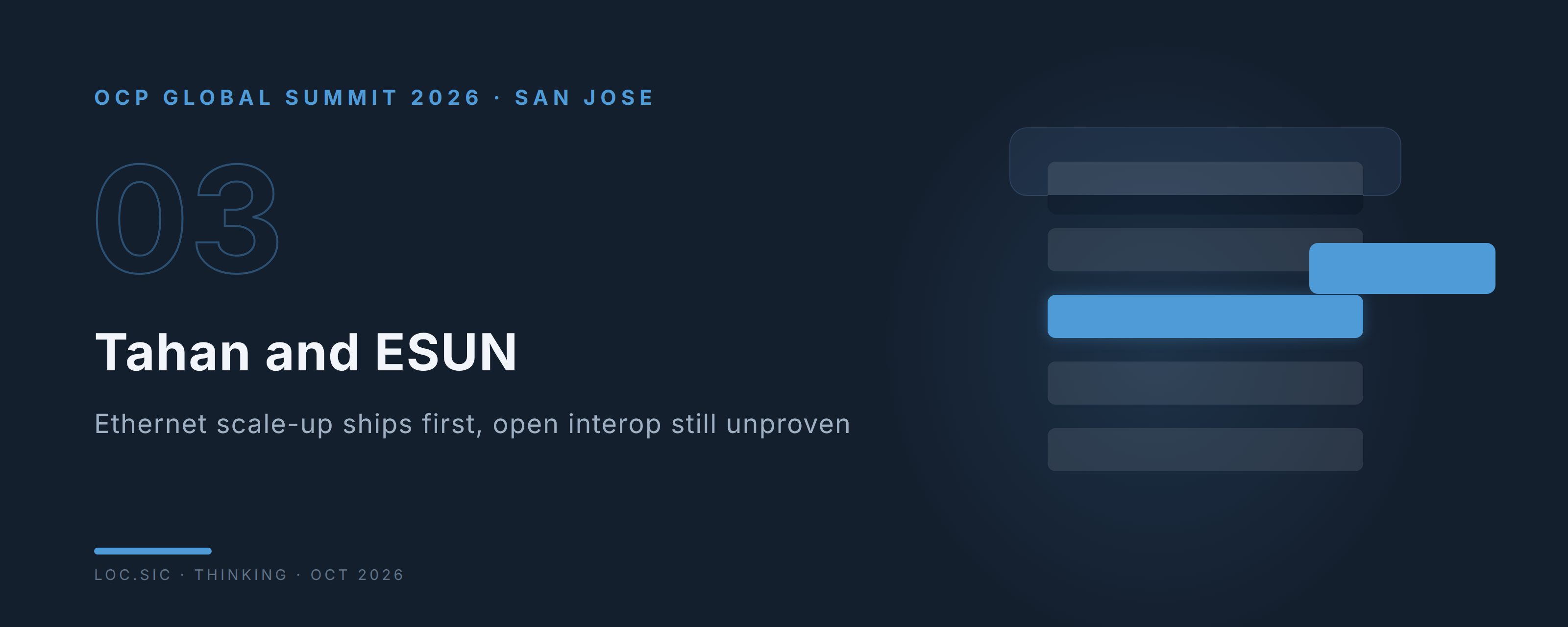 Site cover: OCP 2026: Tahan and ESUN — Ethernet Scale-up Ships First, Open Interop Still Unproven