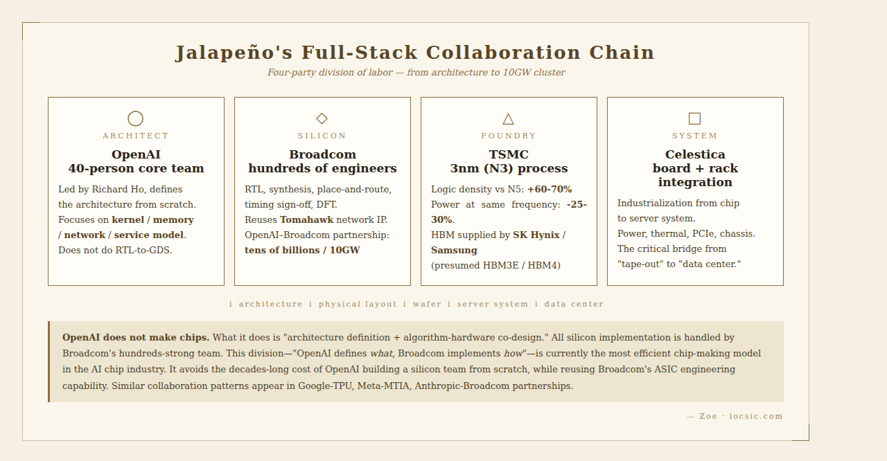 Jalapeño full-stack collaboration chain: OpenAI / Broadcom / TSMC / Celestica