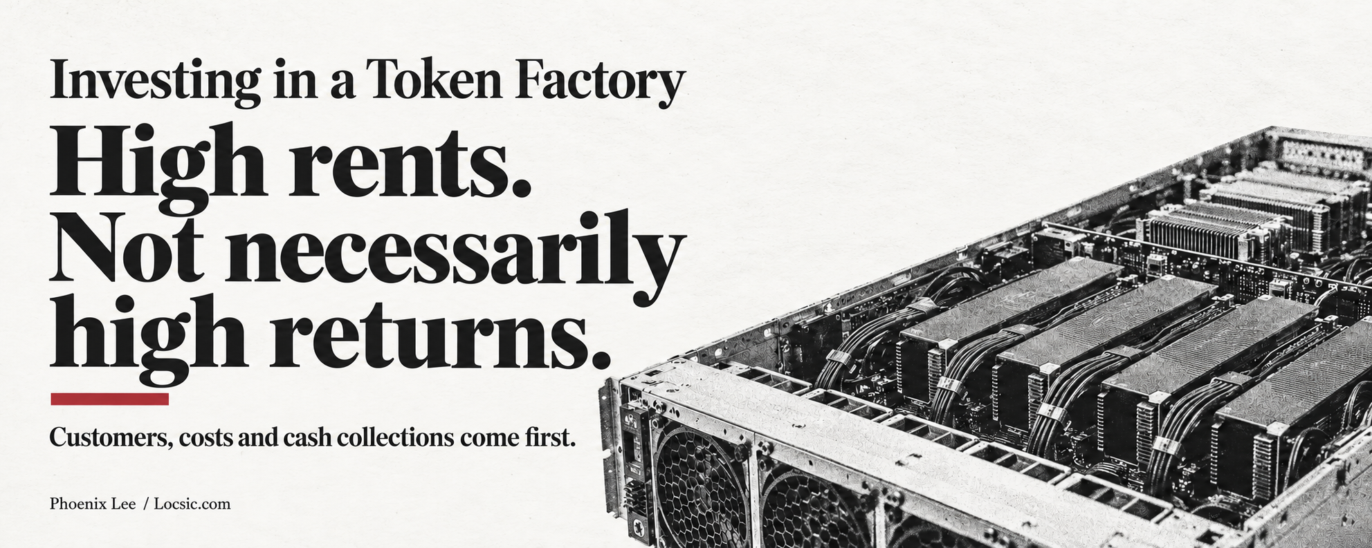 Token factory investment: high rents do not guarantee returns, conceptual black-and-white server cover